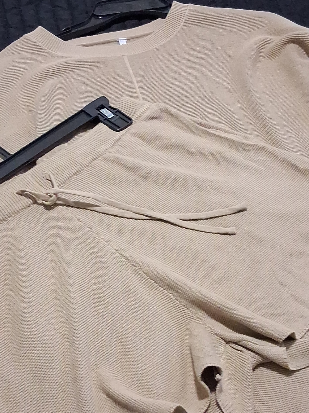 Brand New Beige Knit Two-Piece Loungewear Set